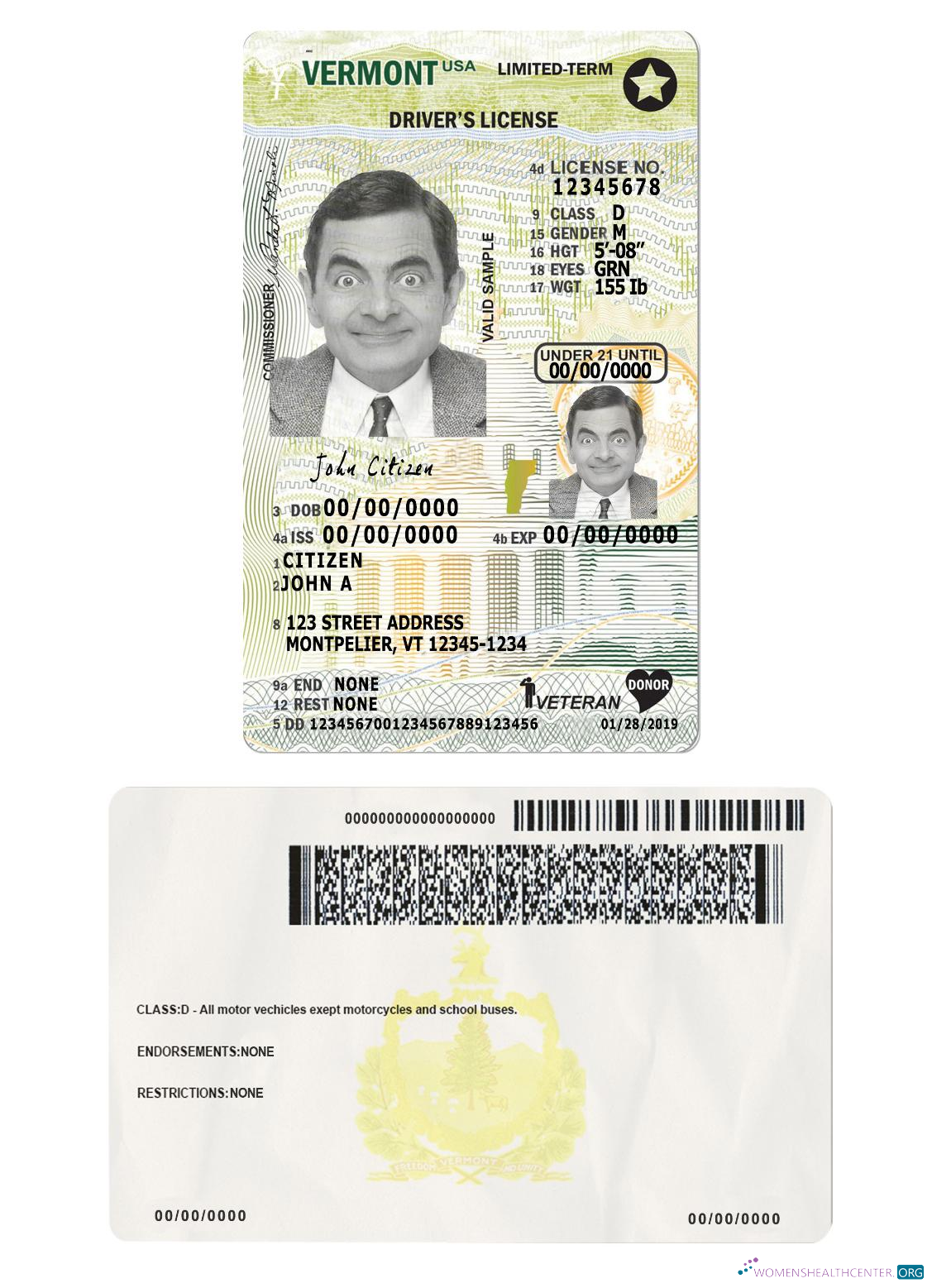 download USA Vermont driving license under 21